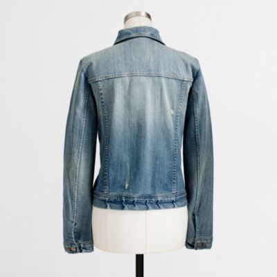 Factory denim jacket in antique sanded blue wash
