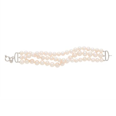 Twisted triple-strand pearl bracelet