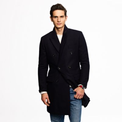 Double-breasted topcoat in English wool