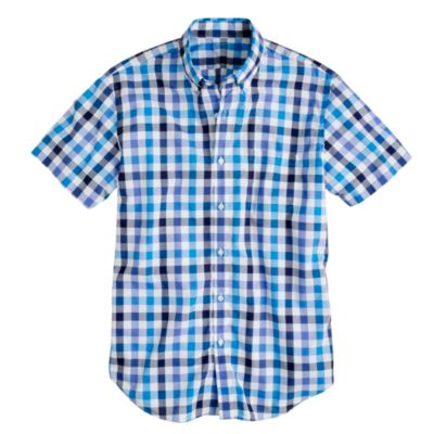 Secret Wash short-sleeve shirt in neon azure check