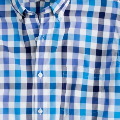 Secret Wash short-sleeve shirt in neon azure check