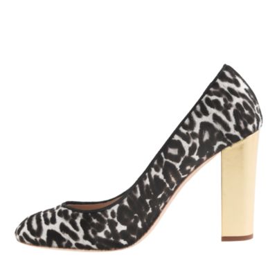 Collection Etta gold-heel calf hair pumps