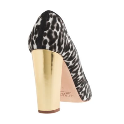 Collection Etta gold-heel calf hair pumps