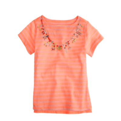 Girls' neon stripe necklace tee