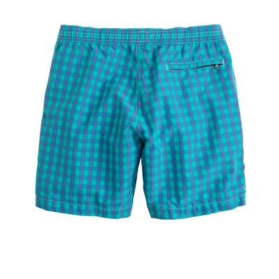 7" board shorts in royal mint gingham