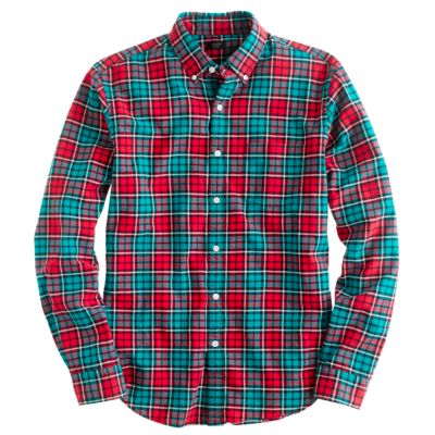 Oxford plaid shirt in festive red
