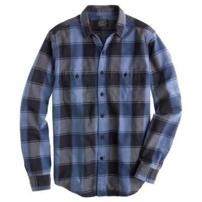 Flannel shirt in Cambridge blue plaid