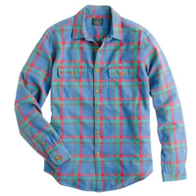 Flannel shirt in Cambridge blue plaid