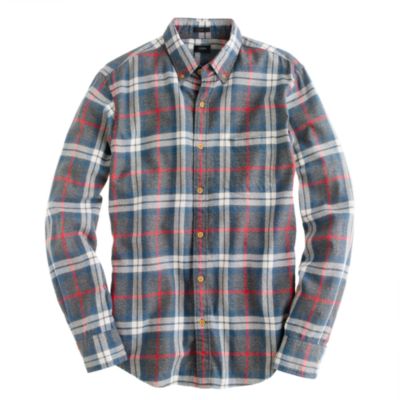 Slim brushed twill jasp&eacute; shirt in plaid