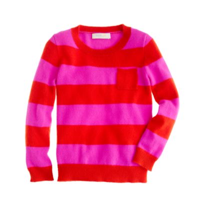Girls' cashmere tee in stripe