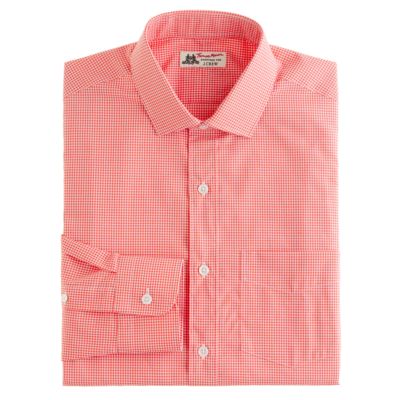 Thomas Mason&reg; for J.Crew spread-collar dress shirt in papaya gingham