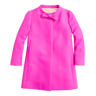 Girls' wool-cashmere bow coat