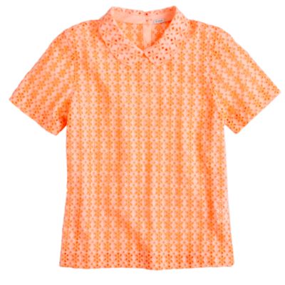 Collared eyelet tee