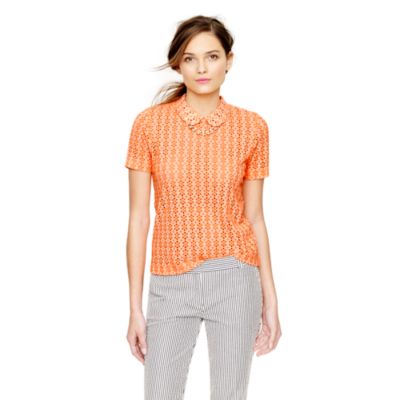Collared eyelet tee