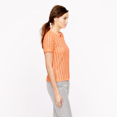 Collared eyelet tee