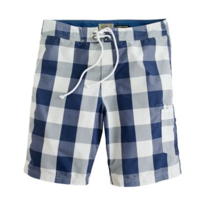 9" long board short in giant gingham