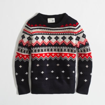 Factory boys' lambswool Fair Isle sweater