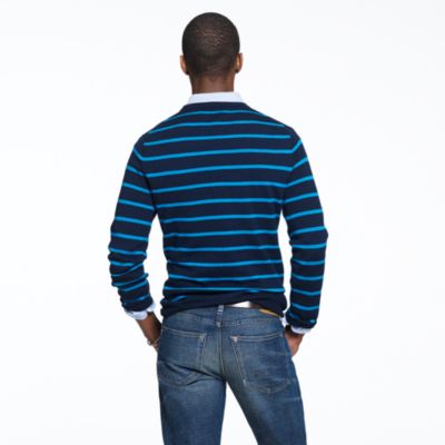 Merino crewneck sweater in contrast stripe