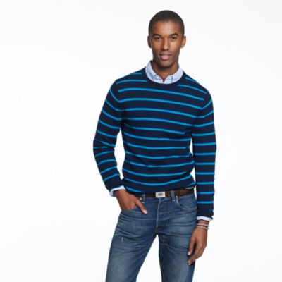 Merino crewneck sweater in contrast stripe