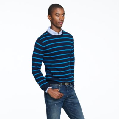 Merino crewneck sweater in contrast stripe