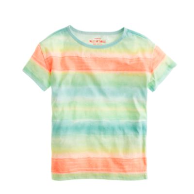 Girls' relaxed tee in tie-dye stripe