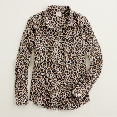 Factory classic button-down shirt in printed cotton