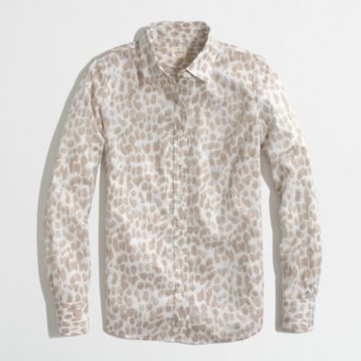 Factory classic button-down shirt in printed cotton