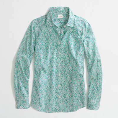Factory classic button-down shirt in printed cotton