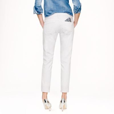 Cropped matchstick jean in garment-dyed denim