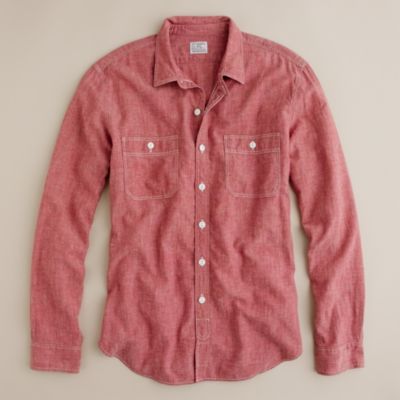 Slim red selvedge chambray utility shirt