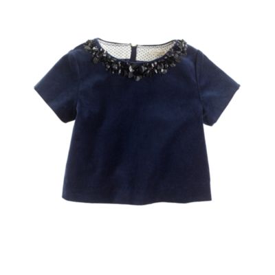 Girls' jeweled velvet top