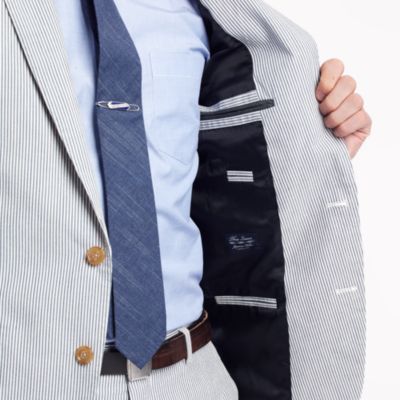Ludlow suit jacket with center vent in Japanese seersucker