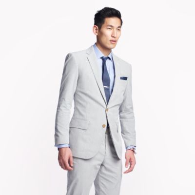 Ludlow suit jacket with center vent in Japanese seersucker