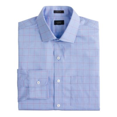 Ludlow spread-collar shirt in beacon red overcheck