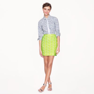 Postage stamp mini in embroidered neon floral