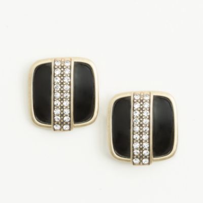 Factory crystal-stripe stud earrings