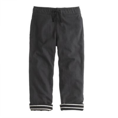 Boys' washed knit pant with stripe lining