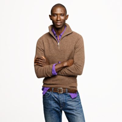 Lambswool half-zip bib sweater