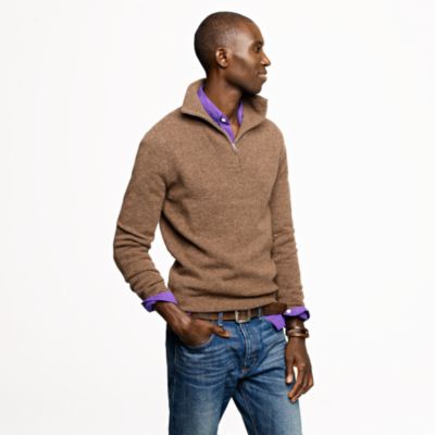 Lambswool half-zip bib sweater