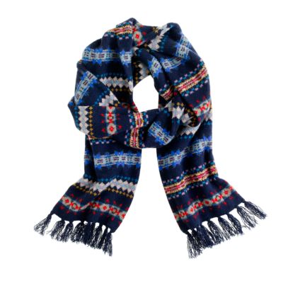 Lambswool Fair Isle stripe scarf