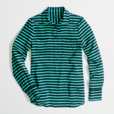 Factory stripe silk popover blouse