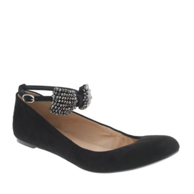 Collection crystal bow-tie ballet flats