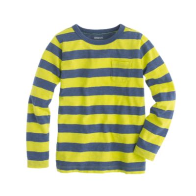 Boys' long-sleeve pocket tee in kiwi stripe