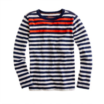 Boys' long-sleeve slub tee in colored stripe