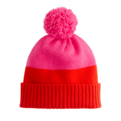Girls' cashmere colorblock hat