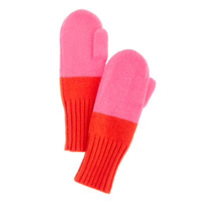 Girls' cashmere colorblock mittens