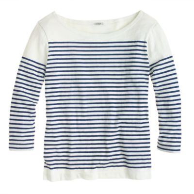 Engineered-stripe boatneck top