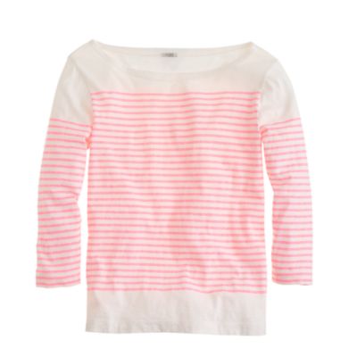 Engineered-stripe boatneck top