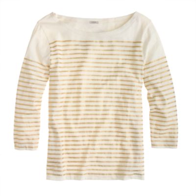 Engineered-stripe boatneck top