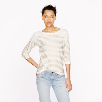 Engineered-stripe boatneck top